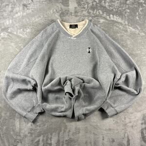 Antigua Vintage Style Casual Pullover Double crossover Neck Distressed Sweater